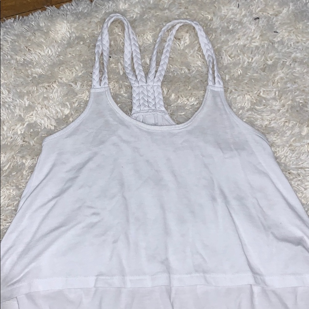 Plain white tank, braided straps